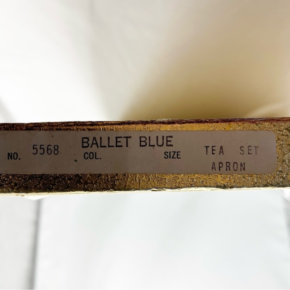 Vintage 50s Hostess Tea Set with Apron Pastel Blue with Lace Trim 12 pc Set - Picture 6 of 7